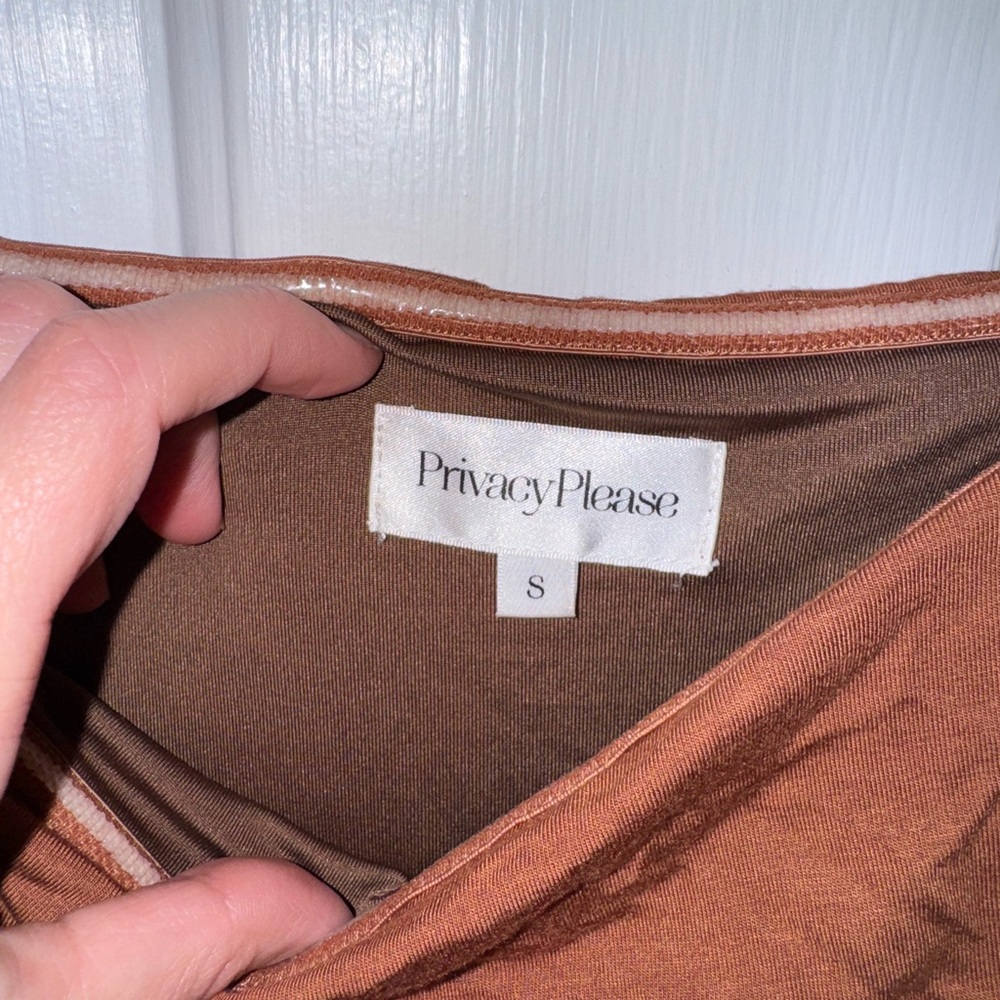 Privacy Please Brown Ribbed Off-Shoulder Bodycon Dress - Picture 2 of 3
